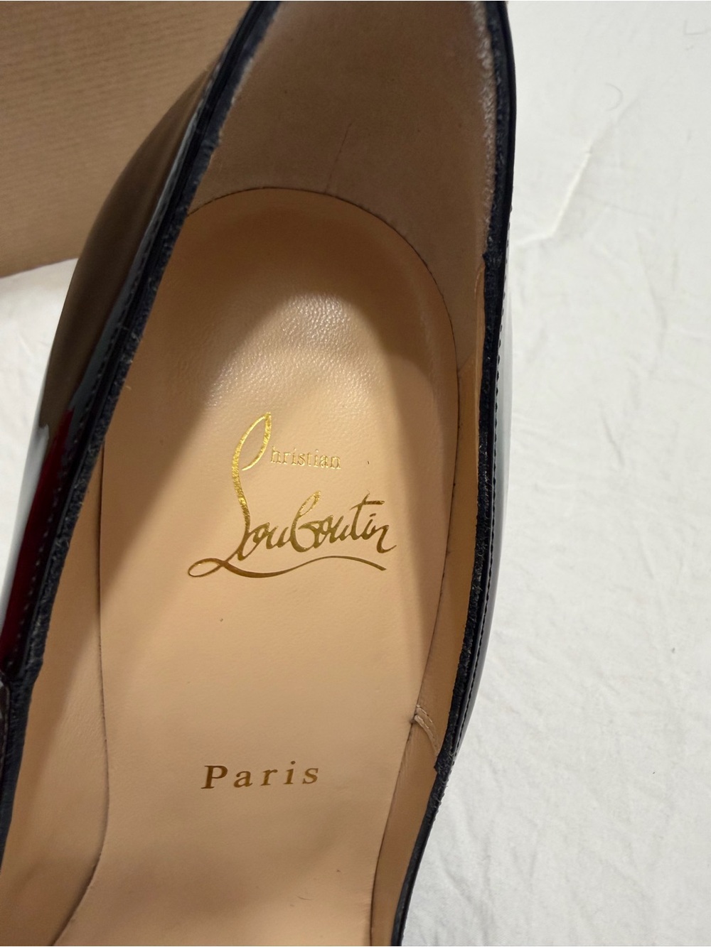 Christian Louboutin Black Patent Pointed Pumps with Signature Red Soles - Picture 5 of 6